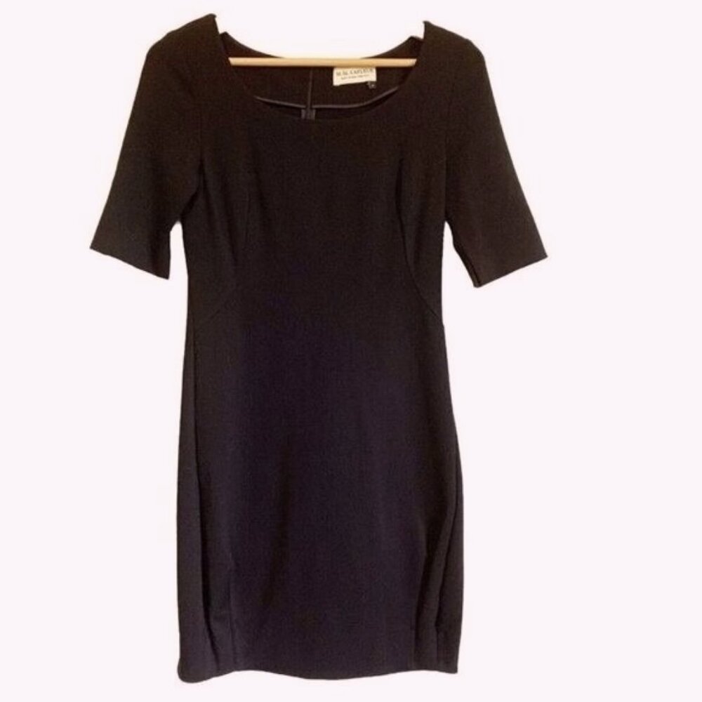 MM LAFLEUR Black Tailored Career Dress Women’s 4 Short Sleeve Quiet Luxury